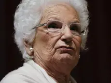 Holocaust survivor Liliana Segre speaks with young students on the occasion of an Holocaust remembrance, at the Arcimboldi theatre in Milan, Italy, Wednesday, Jan. 24, 2018. Segre, a senator for life, unwittingly provoked one of Italys most intense confrontations with anti-Semitism since the fall of the Fascist dictatorship when she proposed a motion to create a parliamentary commission against anti-Semitism which the center-right abstained from voting. (ANSA/AP Photo/Luca Bruno) [CopyrightNotice: Copyright 2018 The Associated Press. All rights reserved.]