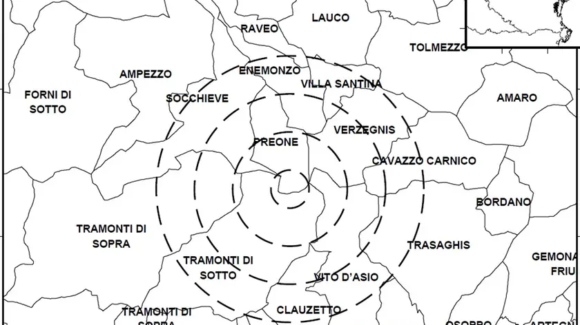 L'epicentro del sisma