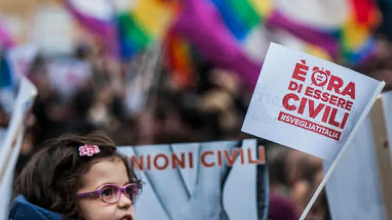 Una delle manifestazioni in favore delle Unioni civili