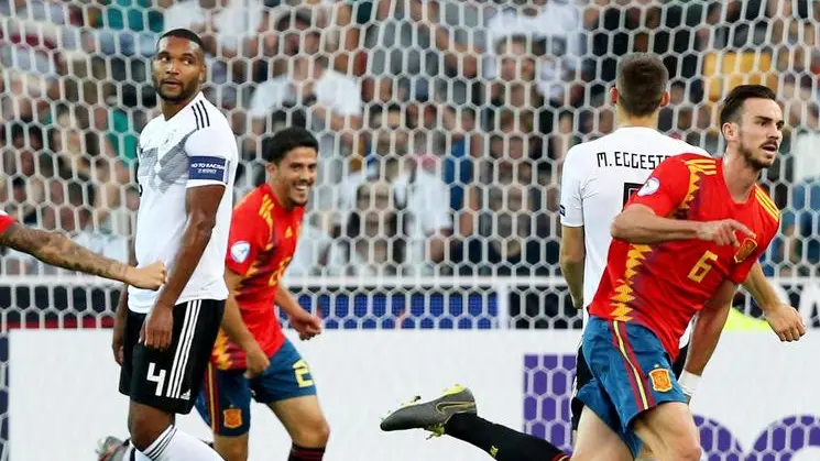 Spain's Fabian Ruiz jubilates after scoring the goal (1-0) during the Uefa European Under-21 Championship 2019 - Final match between Spain and Germany in Udine, Italy, 30 June 2019 ANSA/LPS/GABRIELE MENIS