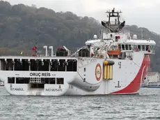 epa08736982 (FILE) - Turkish seismic exploration vessel Oruc Reis sails on the Bosphorus in Istanbul, Turkey, 21 November 2018 (reissued 12 October 2020). Turkish navy says that Turkey sends the vessel to spend ten days conducting seismic research in the eastern Mediterranean again. Oruc Reis' movements near Greek islands in recent weeks had caused considerable tensions between NATO member Greece and Turkey. EPA/TOLGA BOZOGLU *** Local Caption *** 54791115