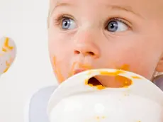 Un bambino alle prese con il pranzo