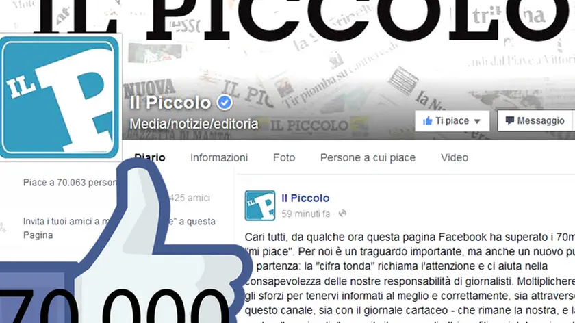 I 70mila “Mi piace” raggiunti dalla pagina Facebook del nostro giornale (foto Lasorte)