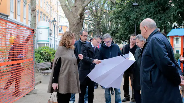 Silvano Trieste 2019-04-08 Piazza Hortis, conferenza stampa, lavori di riqualificazione e recinzione del giardino