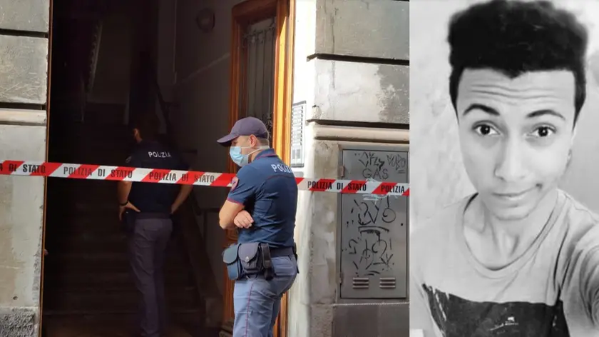 Sherif Wahdan, 25 anni. A sinistra l'entrata di via Stuparich: al secondo piano l'appartamento dove ha ucciso il padre