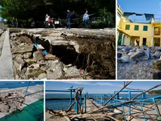 Alcune immagini dei danni a Barcola il giorno dopo la mareggiata (Silvano)