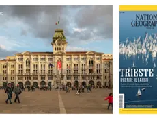 Piazza Unità d'Italia (Foto Chiara Goia/National Geographic). A destra la copertina del numero di giugno