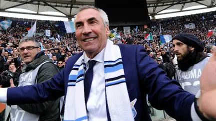 SS Lazio's coach Edoardo Reja celebrates after winning against AS Roma at the Olimpico stadium in Rome, Italy, 04 March 2012. ANSA/ETTORE FERRARI