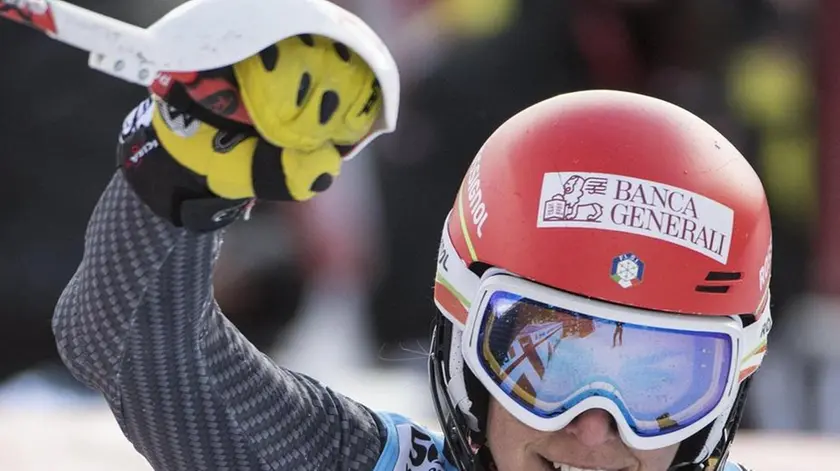 epa05812638 Federica Brignone from Italy reacts in the finish area during the women's alpine combined Slalom race of the FIS Alpine Skiing World Cup event in Crans-Montana, Switzerland, 24 February 2017. EPA/ALESSANDRO DELLA VALLE