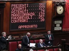 Tabello elettronico dell'aula della Camera con risultato del voto sulla proposta di legge di distacco del comune di Sappada dalla regione Veneto e aggregazione alla regione Friuli Venezia Giulia. Roma, 22 novembre 2017. ANSA/ GIUSEPPE LAMI