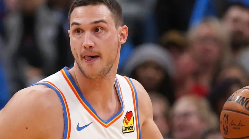 Oklahoma City Thunder forward Danilo Gallinari (8) during NBA basketball game against the Dallas Mavericks Tuesday, Dec. 31, 2019, in Oklahoma City. (AP Photo/Sue Ogrocki)
