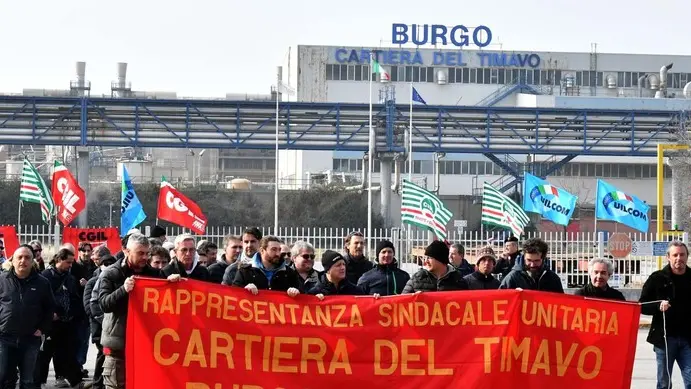Foto BRUNI 20.02.2019 Operai della Burgo in corteo