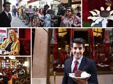 Un collage di immagini dell'inaugurazione del Caffè Sacher (Lasorte)