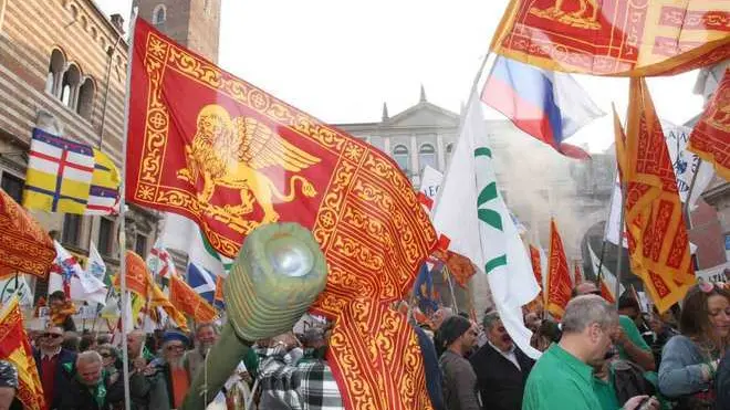 06/04/2014 Verona - Manifestazione della lega contro gli arresti dei secessionisti .© Errebi