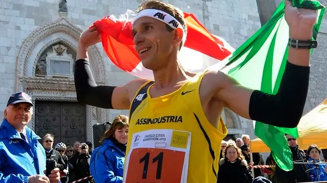 Cividale 1 Aprile 2013. Unesco Cities Marathon. il vincitore Ruggero Pertile. Telefoto copyright Petrussi Foto Press
