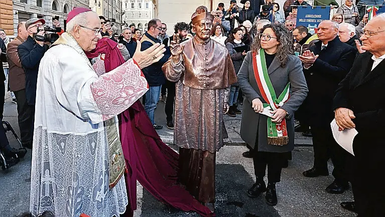 Lasorte Trieste 18/03/23 - Piazza S.Antonio, Inaugurazione Statua Vescovo Santin