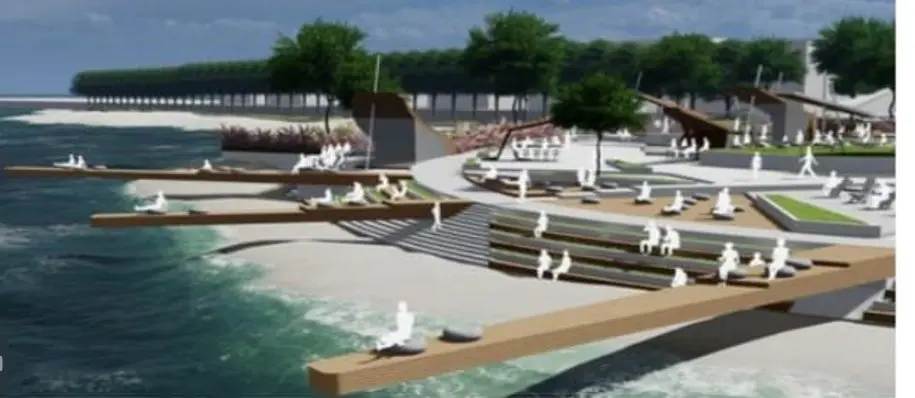 Foto e rendering di progetti realizzati in altre città del mondo, da Barcellona all'Australia, presi come spunto per partire con il progetto di riqualificazione della costiera barcolana