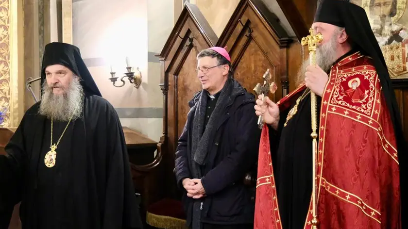 Il Vescovo Trevisi, padre Raško Radović e il vescovo Andrej (Silvano)