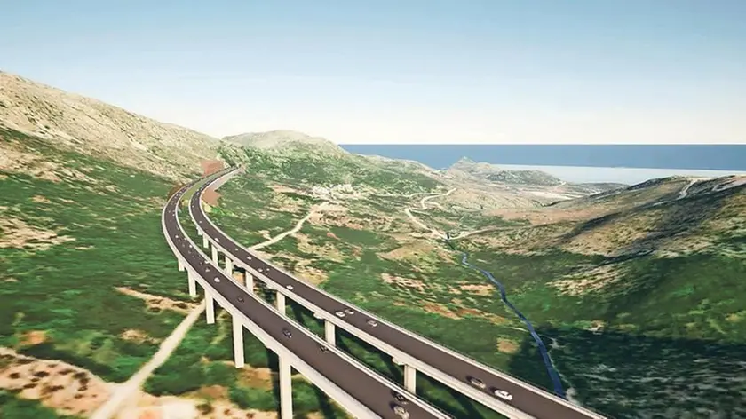 Un rendering che mostra come apparirà la futura autostrada per Ragusa (da Jutarnji list)