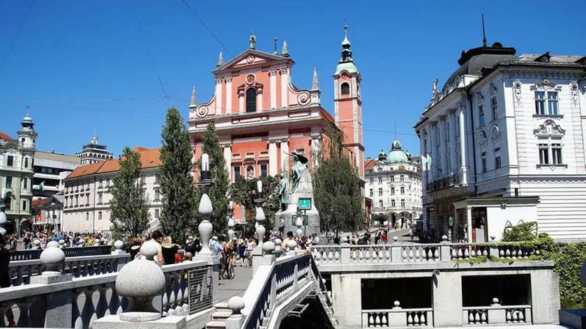 Uno scorcio del centro storico di Lubiana