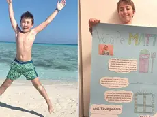 Due immagini di Mattia Cossettini, morto a 9 anni a Marsa Alam