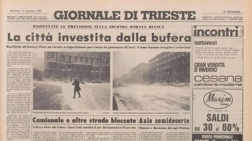 La prima pagina del Piccolo in quei giorni