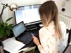 Una lavoratrice al computer