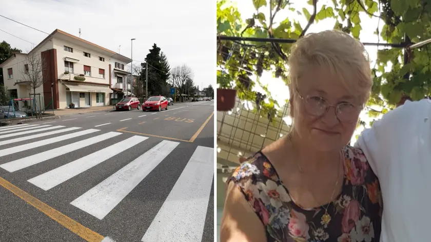 Il luogo dell’incidente e, sullo sfondo, la macelleria (foto Bonaventura), a destra Severina Lamon