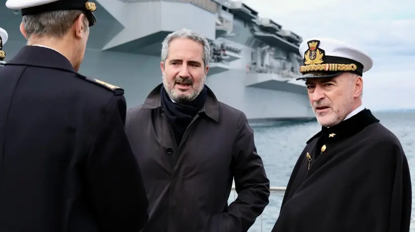 L'ad di Fincantieri Pierroberto Folgiero con il capo di Stato Maggiore della Marina Militare, l'ammiraglio Enrico Credendino Foto Massimo Silvano