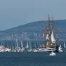 Il veliero Vespucci approda a Trieste scortato dal corteo di barche della Barcolana special editon promossa per l'occasione. Fotoservizio di Lasorte, Silvano e Bruni