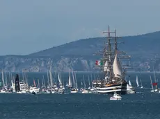 Il veliero Vespucci approda a Trieste scortato dal corteo di barche della Barcolana special editon promossa per l'occasione. Fotoservizio di Lasorte, Silvano e Bruni