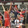 L'esultanza della Pallacanestro Trieste dopo la vittoria Foto Francesco Bruni