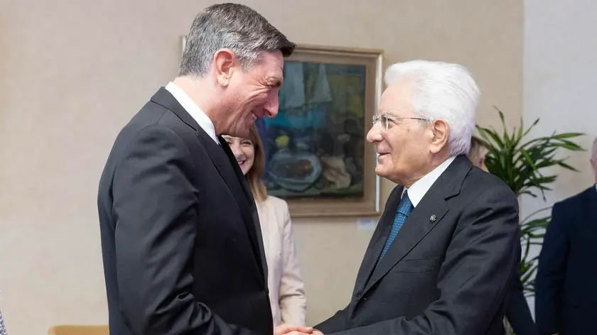 Il Presidente della Repubblica Sergio Mattarella all’ Università degli Studi di Trieste, accoglie Borut Pahor, presidente emerito della Repubblica di Slovenia