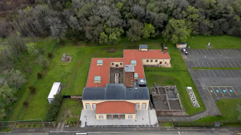 Le Terme romane di Monfalcone e, alle spalle, il bosco oggetto di bonifica (Bonaventura)