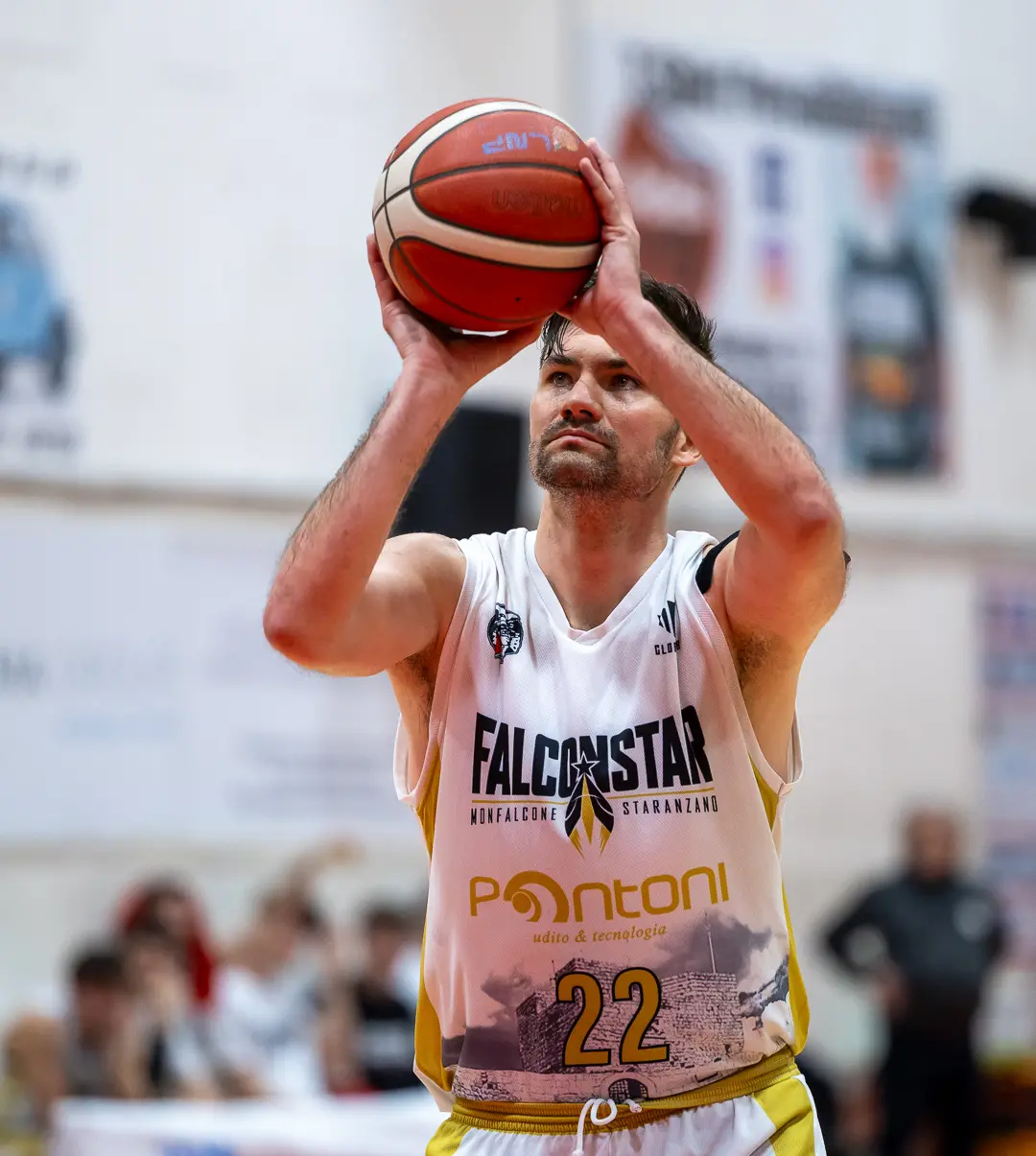 Tim Skerbec, capitano della Falconstar, top scorer contro Pizzighettone con 21 punti