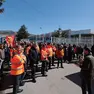 Una manifestazione dei lavoratori ex Flex, ora AdriaTronics (Lasorte)