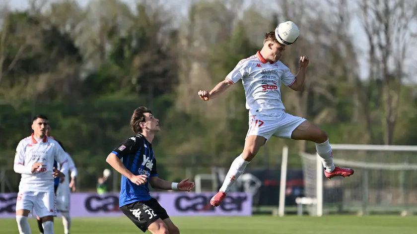 Lo stacco aereo di Jonsson durante la sfida col Renate (Foto Mariani/Lasorte)