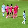 L’esultanza dei giocatori dell’Unione per uno dei due gol siglati da King Udoh