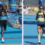 Il keniano Vincent Ntabo e la triestina Caterina Stenta, vincitori della Trieste 21K, la mezza maratona della Trieste Spring Run. Nella foto Lasorte mentre tagliano il traguardo
