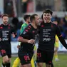 L’esultanza di Marco Olivieri e Mattia Tonetto nella partita vinta con il Caldiero al Gavagnin-Nocini