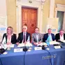 Il tavolo delle autorità durante la cerimonia che ha formalizzato l’organizzazione dei Giochi Eyof 2027 (Foto Andrea Lasorte)