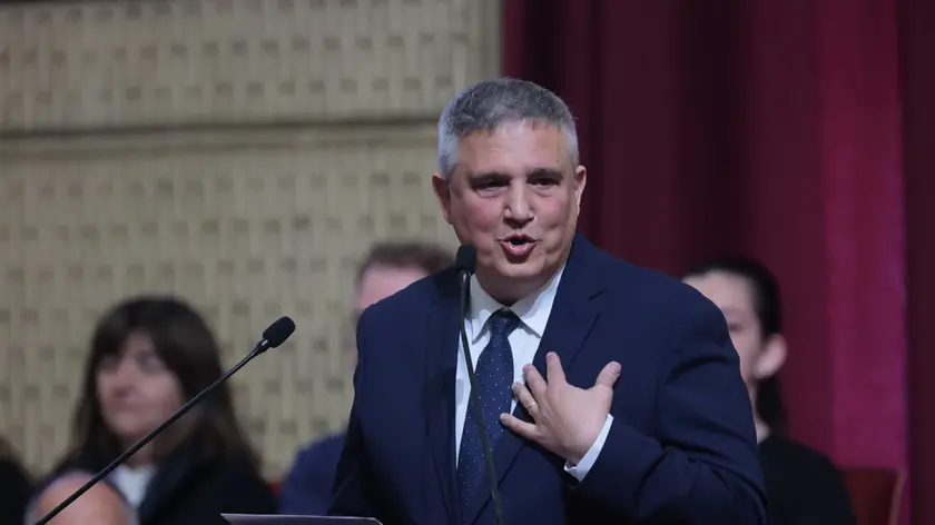 Fabrizio Brancoli all'Università di Trieste durante il suo intervento (Lasorte)