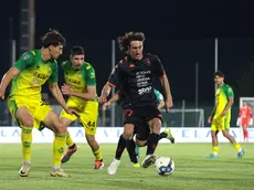 Alessandro Cortinovis in azione nella gara d'andata del play-out contro il Caldiero (Foto Andrea Lasorte)