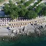 La spiaggia del parco della Caravella vista dall’alto