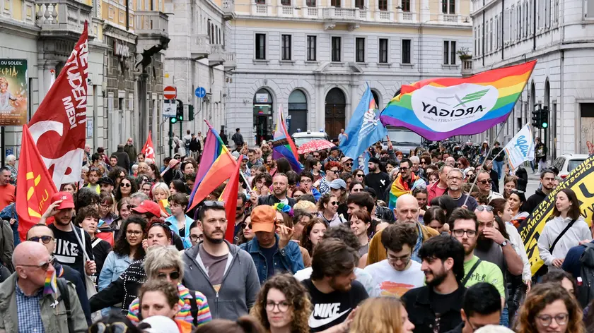 Il corteo in via Ghega (Silvano)