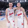 Francesco Candussi e Jarrod Uthoff, migliori realizzatori di Trieste in gara-2 con rispettivamente 19 e 18 punti (Foto Ciamillo/Lasorte)