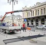 I lavori per sigillare i sottopassaggi in piazza della Libertà (Lasorte)