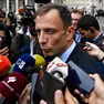 Massimiliano Fedriga risponde alle domande dei giornalisti fuori da Palazzo Chigi