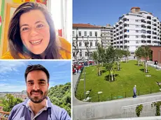 A sinistra, due dei genitori intervistati; a destra, il nuovo asilo nido di Roiano