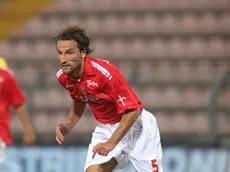 Giorgio Gorgone in azione con la maglia rossoalabardata
